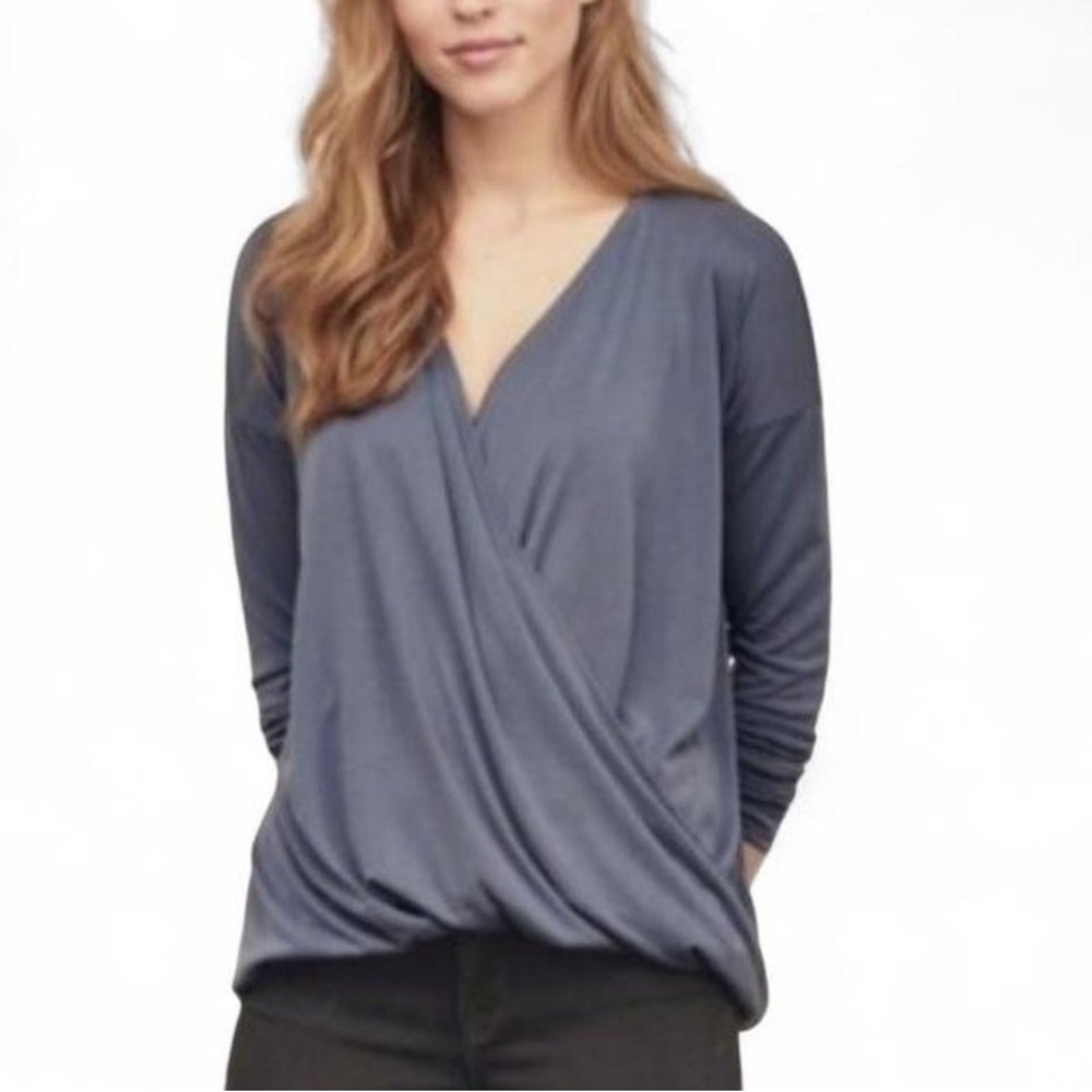 Abercrombie & Fitch Periwinkle Blue Faux Wrap Drape Front Top - Size Medium